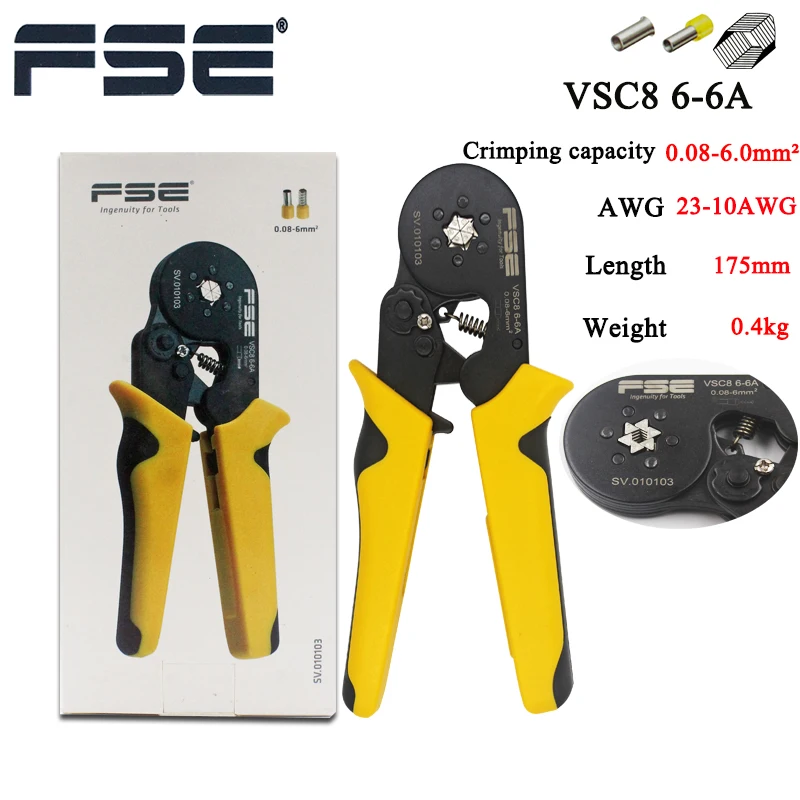 VSC9(hsc8) 10-6A 0,08-10mm2 26-7AWG 6-6 6-6A precisa Регулируемая квадратная трубка кружева алюминиевый сплав обжимной herramientas de mano