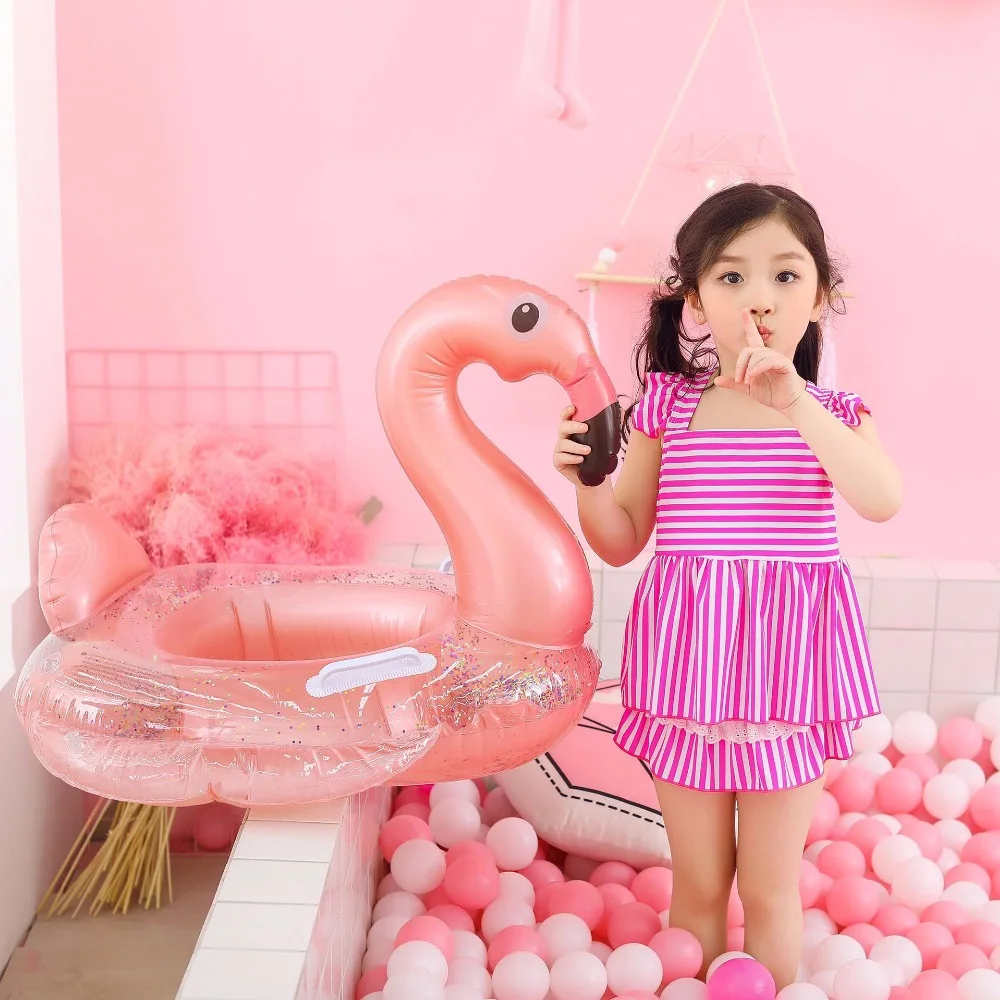 Плоское кольцо для плавания с фламинго единорог малышей надувной бассейна круг