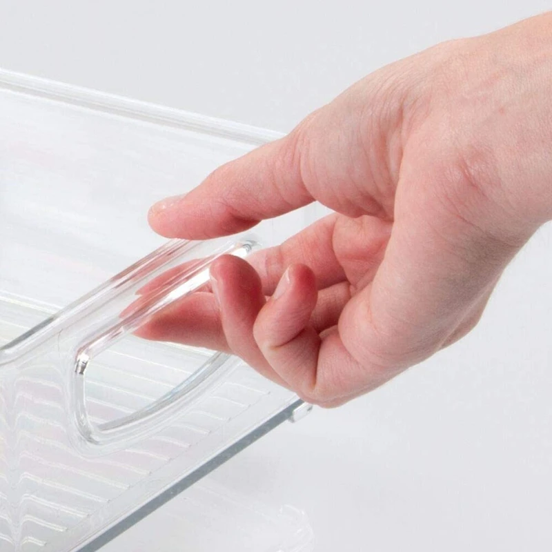 

3 Pack Plastic Kitchen Pantry Cabinet,Refrigerator or Freezer Food Storage Bins,Organizer for Fruit,Snacks,10 Inch Long