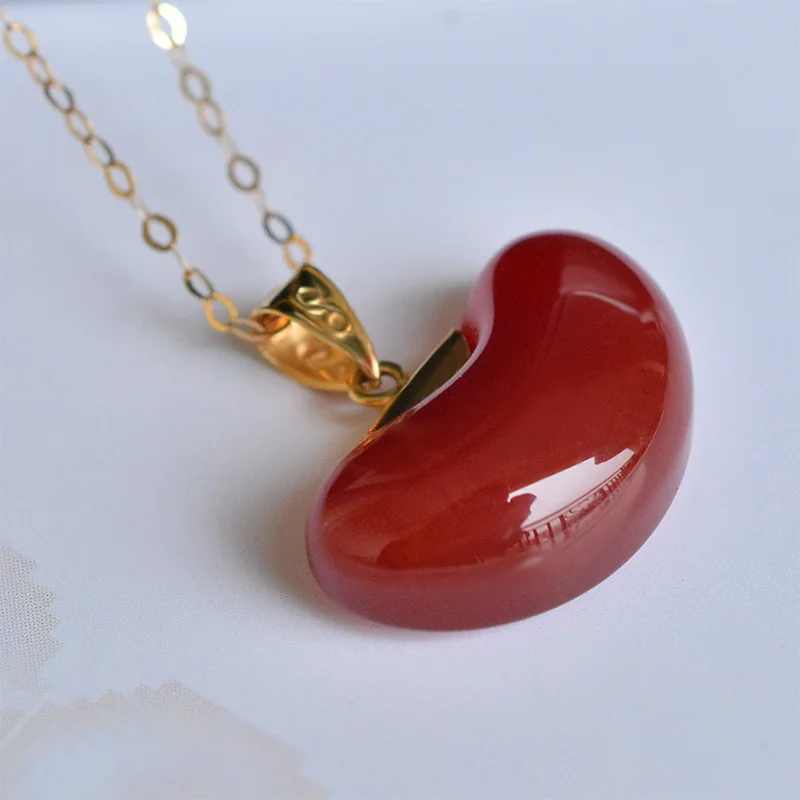 Чжиси Высокое качество 9*15 мм красные бобы ожерелье и кулон с натуральным 18