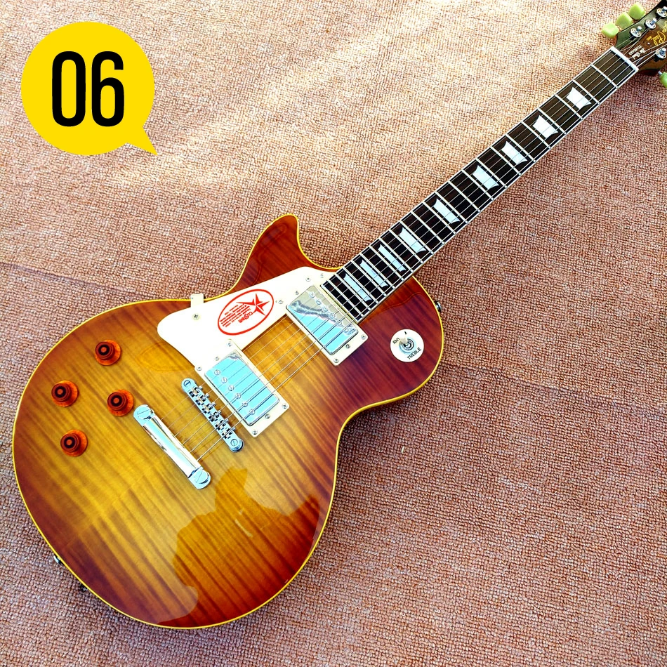 Rosewood Fingerboard Electric Guitar Yellow Binding Tobacco Burst Maple Top Solid Mahogany Body | Спорт и развлечения