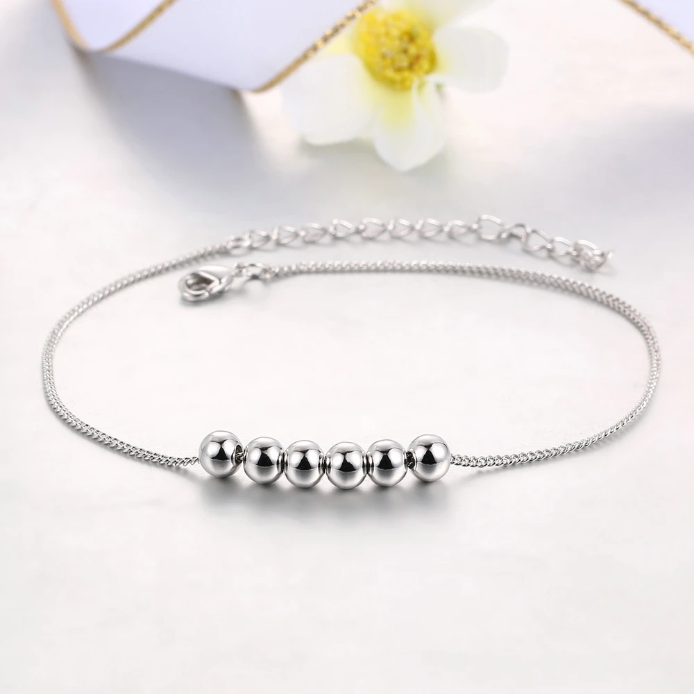 Браслеты на ногу в простом стиле для женщин небольшие бусины цвета розового