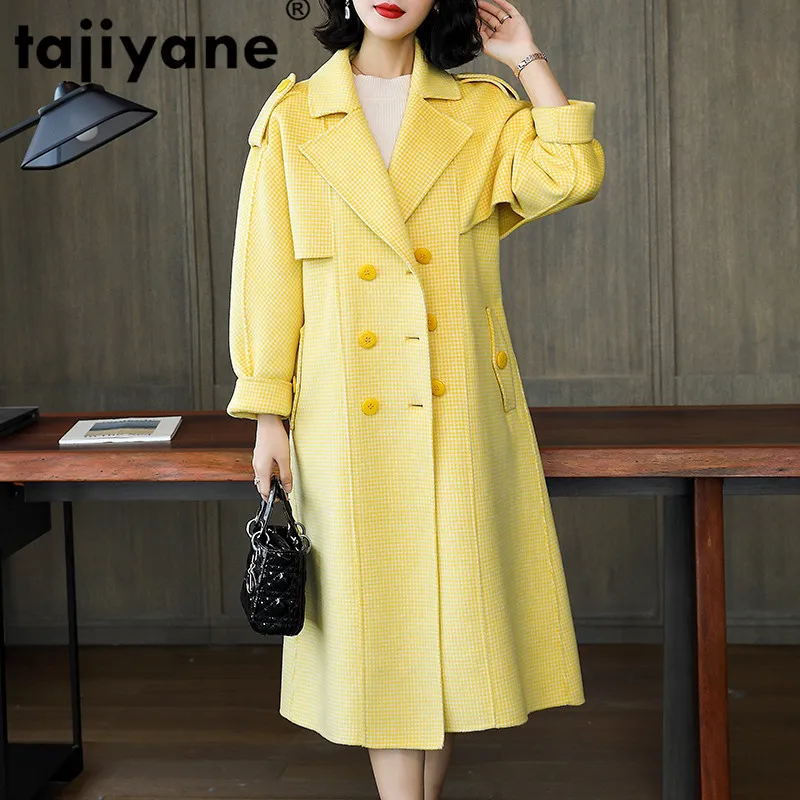 

Winter Coat Female Elegant Autumn 100% Wool Coat Women Clothes 2021 Korean Plaid Ladies Woolen Jacket Manteau Femme Hiver 6671