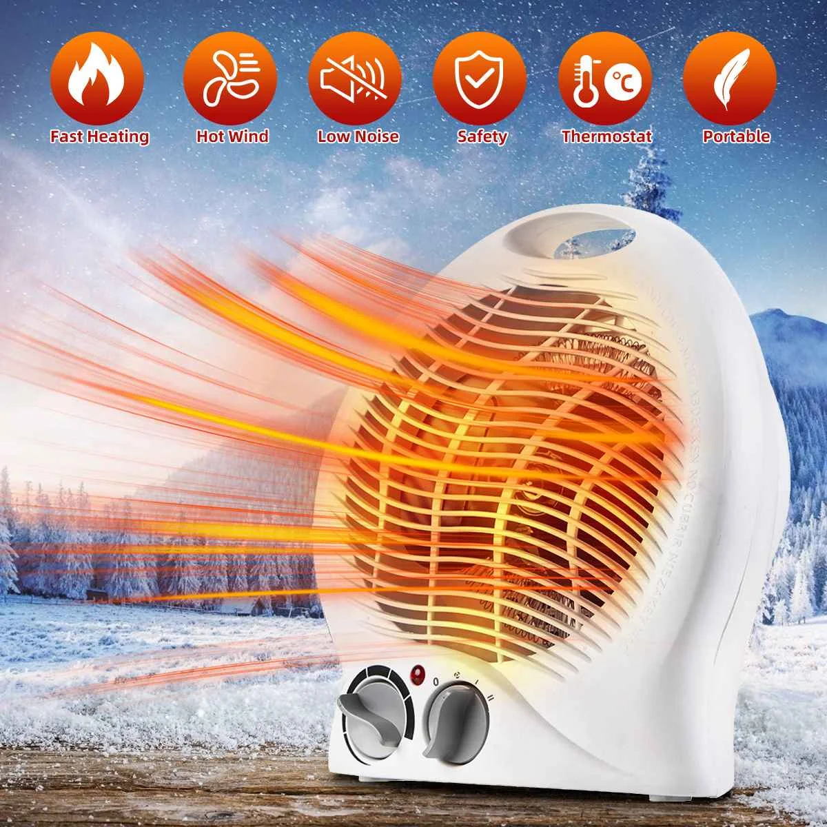 

220V 2000W EU Plug Portable Electric Mini Fan Heater Desktop Household Handy Heating Stove Radiator Warmer Machine for Winter