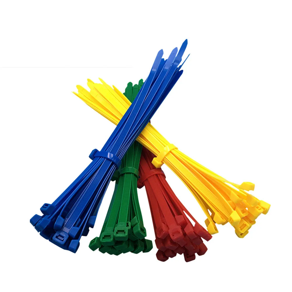 100 шт. однотонные цветные нейлоновые кабельные стяжки самоблокирующиеся
