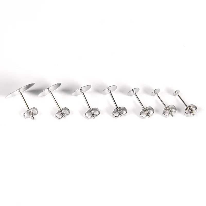 

100Pcs/Lot Silver Stainless Steel Earring For DIY Ornaments Making Charm Jewelry With Butterfly Earring Plug