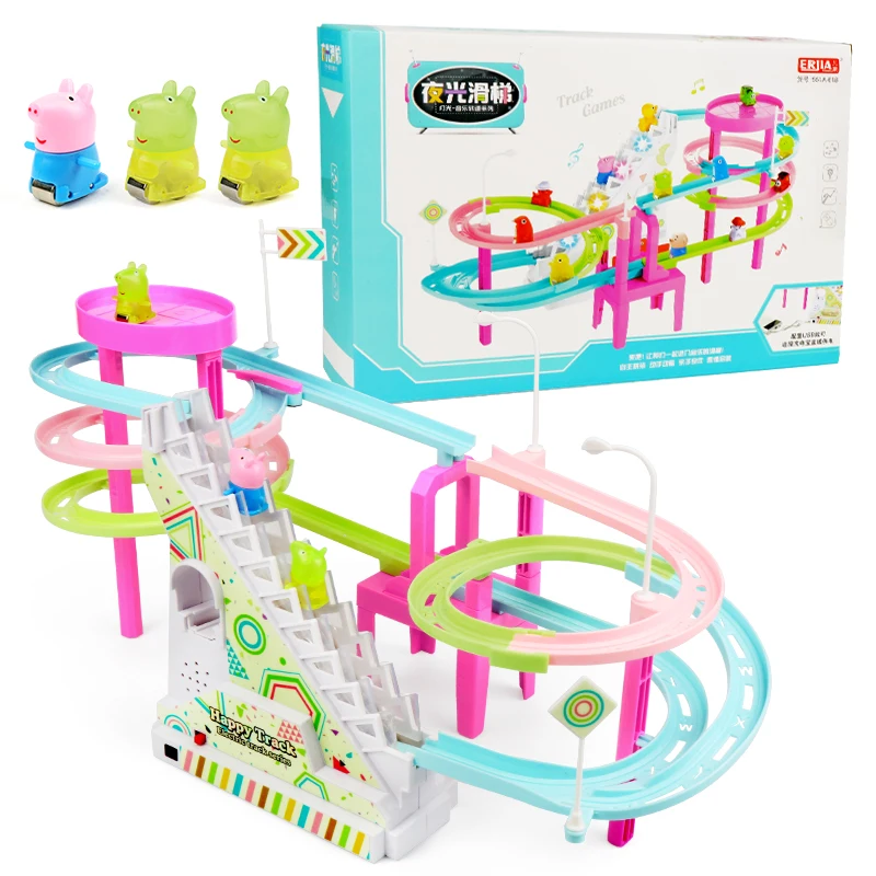 Piggy Track автомобили светодиодный свет Игрушечные Грузовики Автомобили