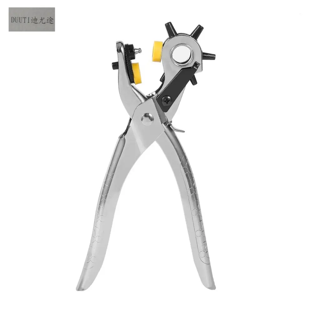 

1Pc Quality Household Belt Hole Puncher Leather Punchers Tools Holes Punch Machine 3-in-1 Hand Pliers Tool with 5 Hole Sizes