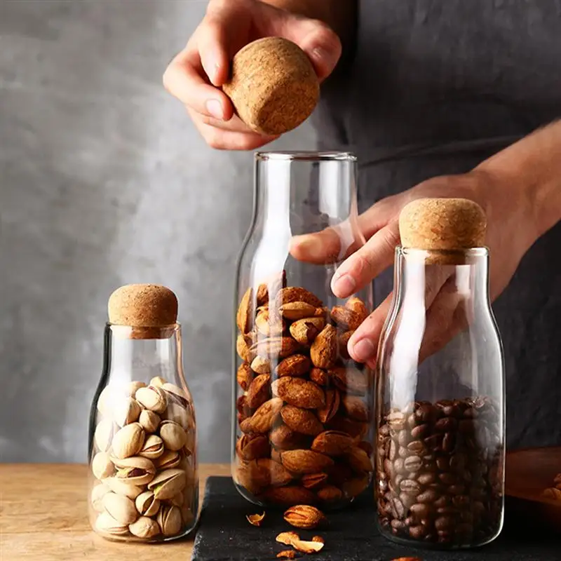 

Ball Cork Transparent Glass Sealed Jar Kitchen Coffee Beans Dried Fruit Multi-Grain Storage Storage Bottle Coffee Contains