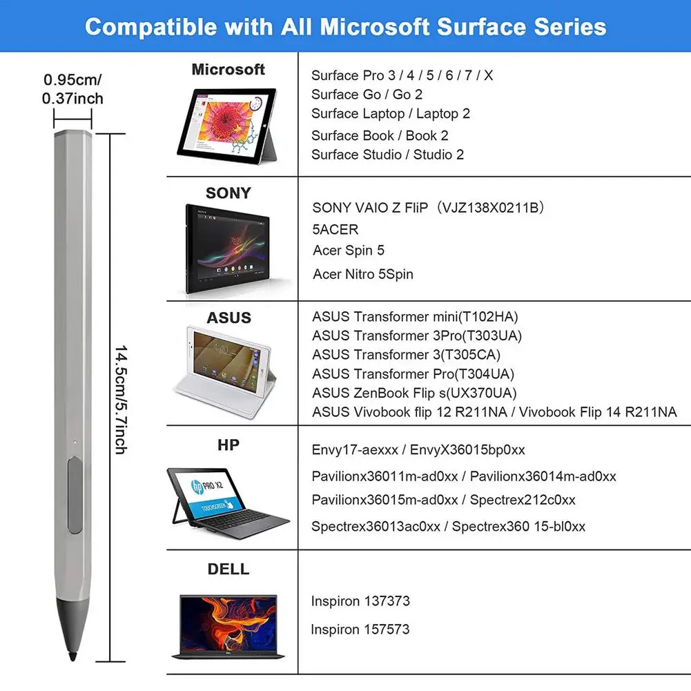 

4096 Levels Pressure Stylus Pen Magnetic Stylus With Palm Rejection For Surface Pro5 6 7 X Book Go /Laptop 1&2/Studio