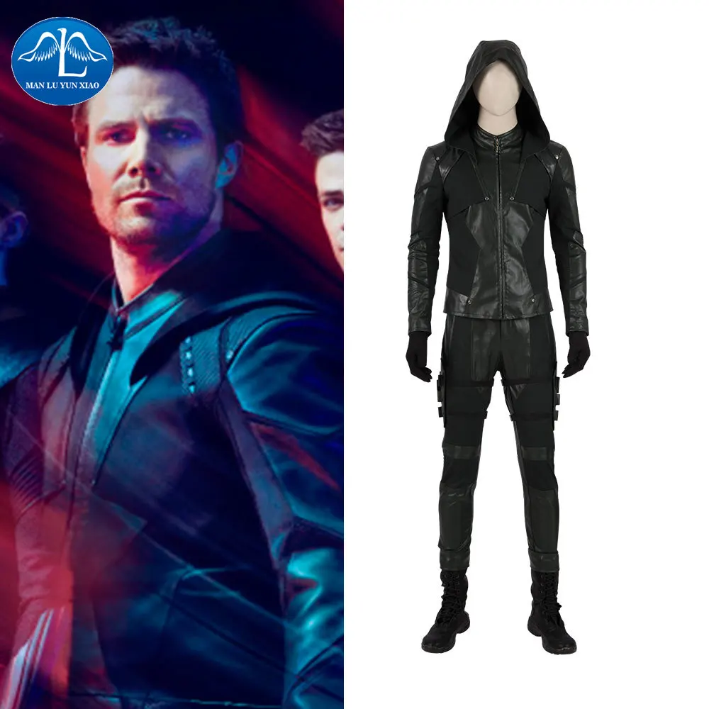 Костюм для косплея Зеленая Стрела Оливер королева черновато зеленый костюм на