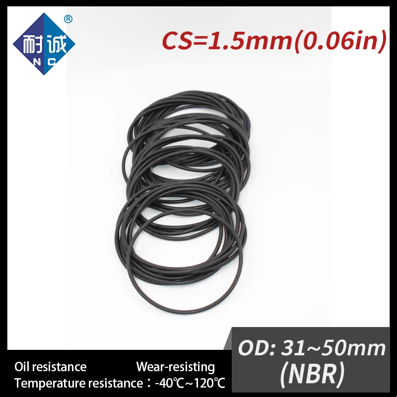 10PCS/lot free shipping Rubber Black NBR CS 1.5mm OD32/33/34/35/36/38/40/42/45/48/50mm O Ring Gasket Oil resistant waterproof - купить по