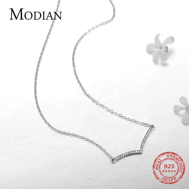Modian, простая модная подвеска из кубического циркония, настоящее 925 пробы, серебряная цепочка, цепочка, ожерелье для женщин, свадебные Серебряные украшения