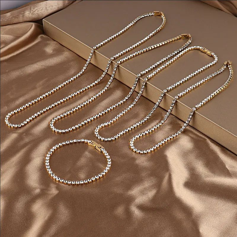 Ожерелье из нержавеющей стали Готическая цепь 4 мм для тенниса мужское ожерелье в