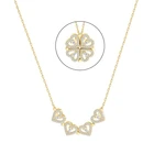 Женское Ожерелье с надписью Love, колье с изображением клевера и сердец