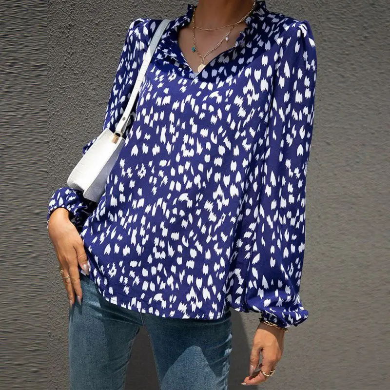 

Женская блузка с рукавами-фонариками, с леопардовым принтом