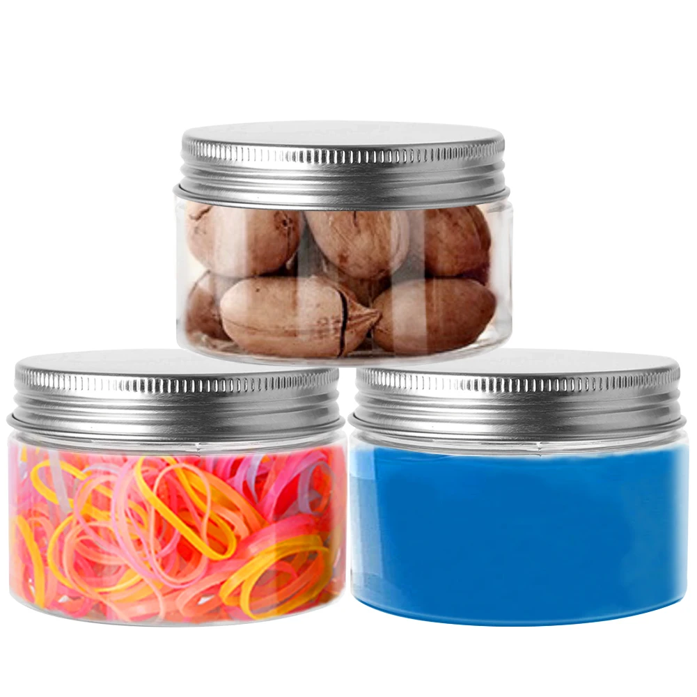 

30ml 50ml 60ml 80ml 100ml 120ml 150ml Clear Round Wide Plastic Container Balm Aluminum Cap Travel Bottle Pot 50pcs Storage Jars