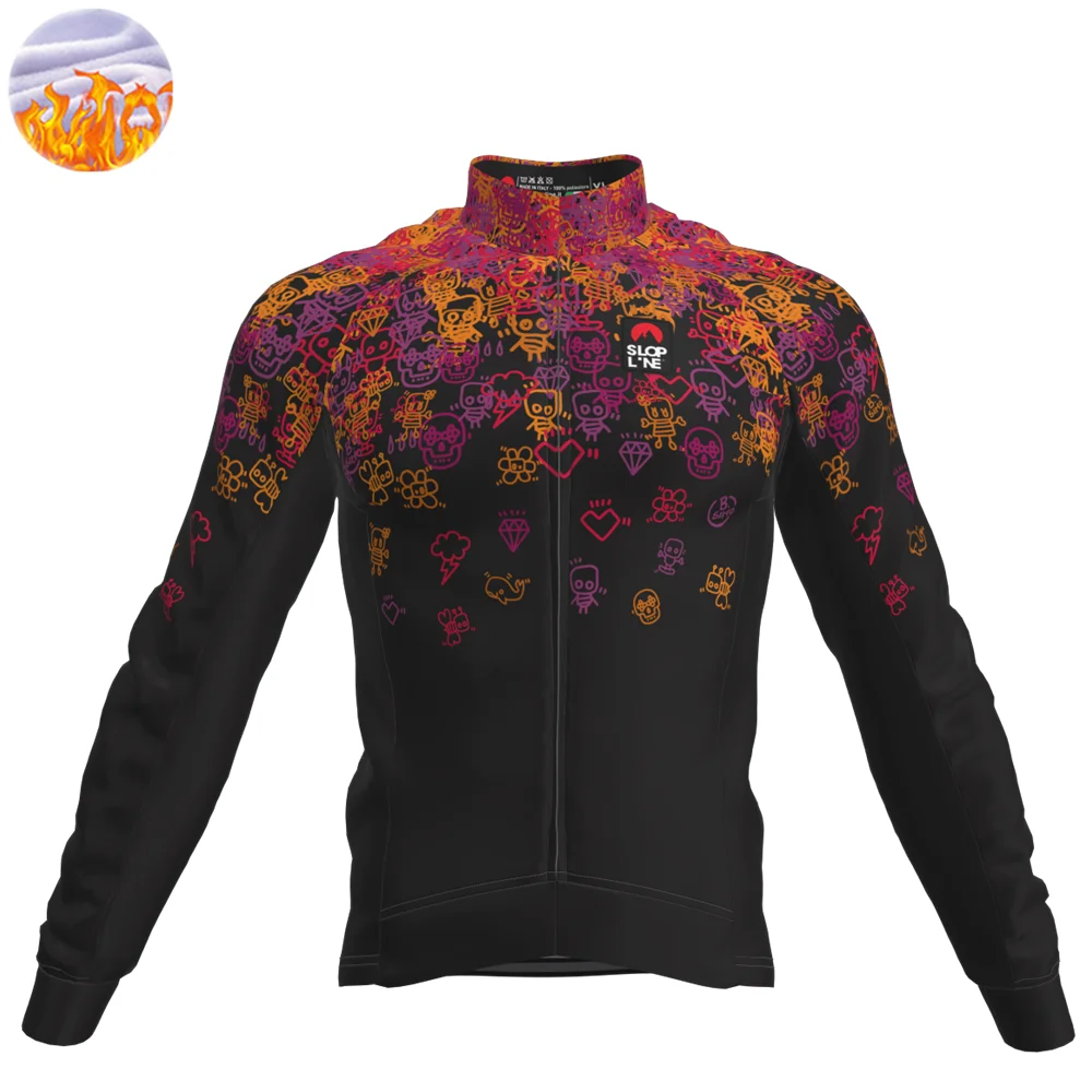 

Slopline Men Thermal Cycling Jersey Thermal Winter Fleece Long Sleeve Jersey Jacket Warm Windproof Riding Ropa Maillot Ciclismo