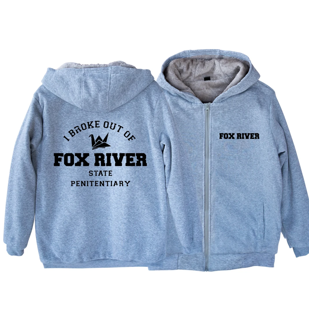 Man Boy Parkas Full Zip Coat Plus Velvet Autumn Winter Prison Break Paper Crane I Broke Out Of Fox River State Penitentiary