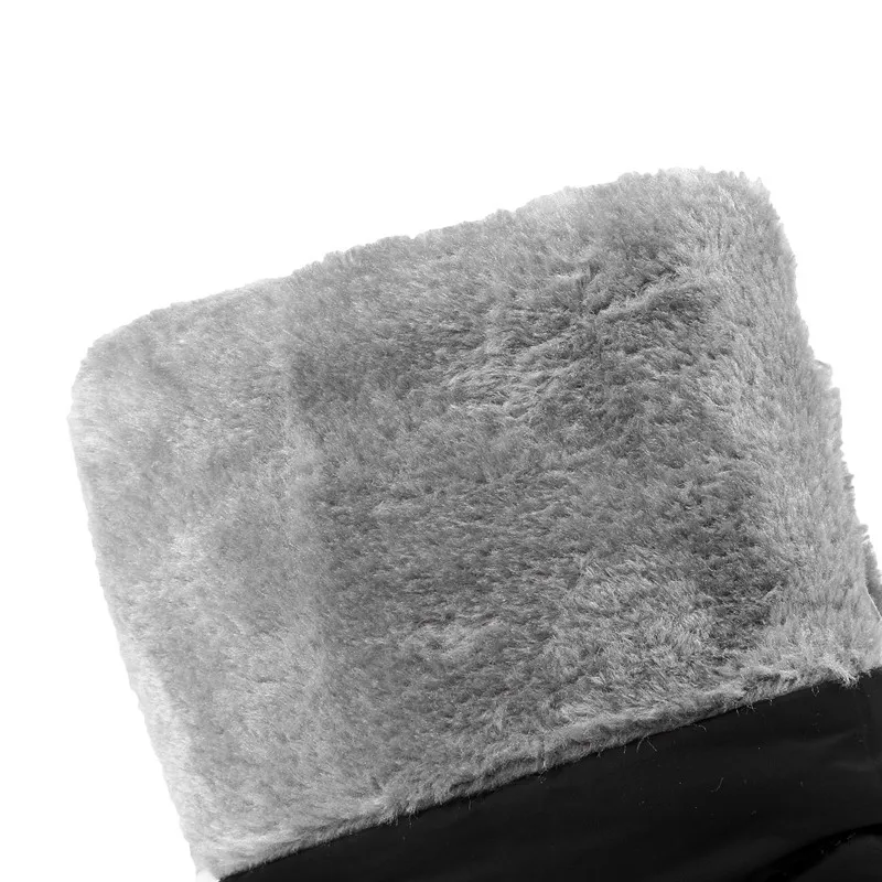 Женские сапоги на молнии MORAZORA черные/синие выше колена с плюшевой подкладкой из