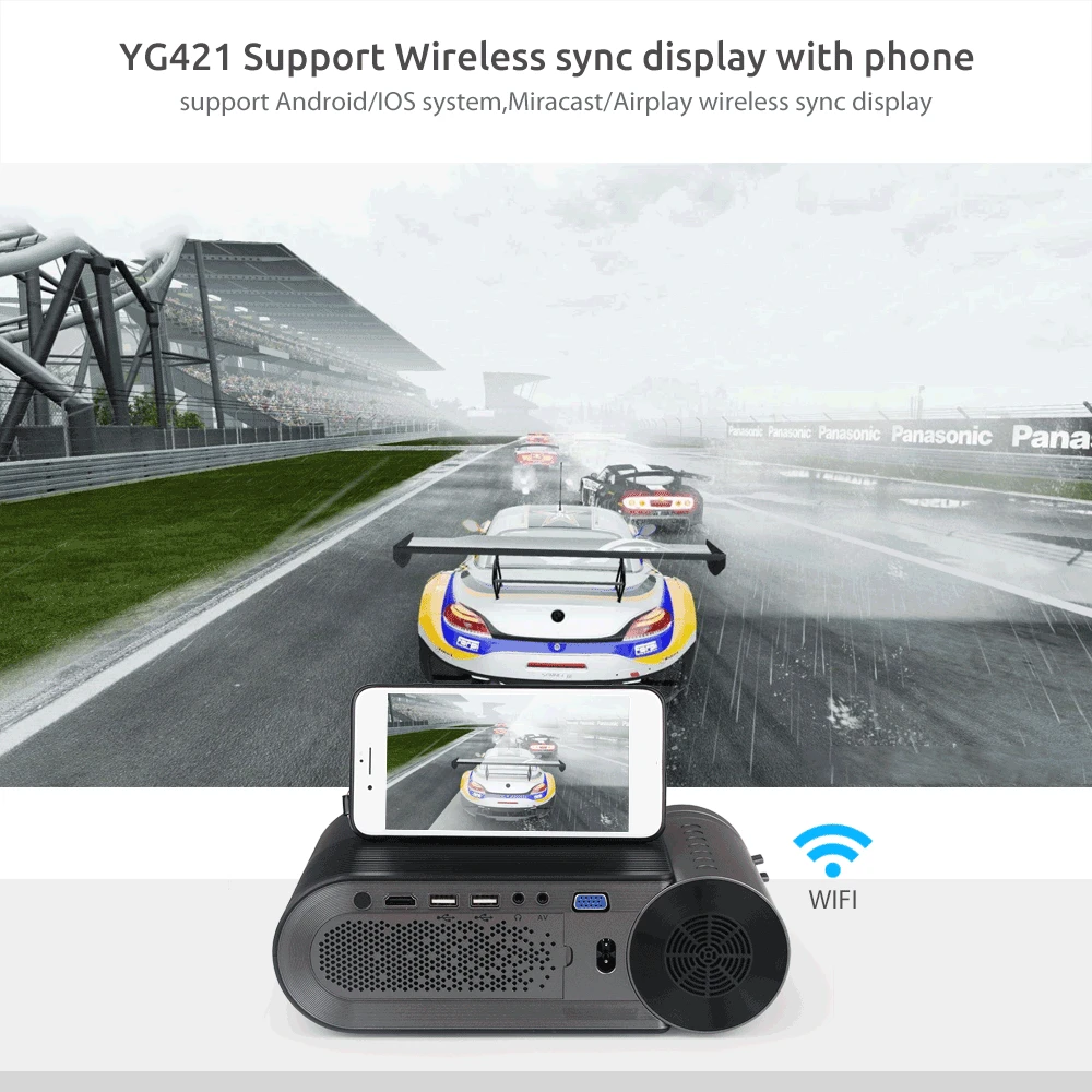 AAO YG420 Портативный мини-проектор с LED-подсветкой Native 1280x720P YG421 Беспроводной WiFi Мульти-экранное видео 1080P 3D VGA Домашний Проектор Proyector on.