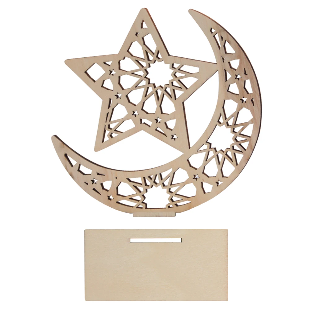 

Wooden Eid Mubarak Plaque DIY Castle Moon Home Decoration Environmental 2