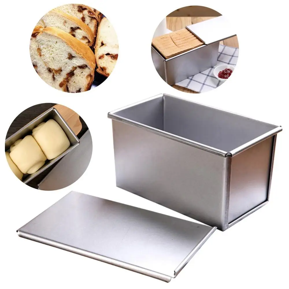 

Nonstick Rectangular Aluminum Plate Loaf Bread Cake Pan Tin with Cover Toast Molds DIY Small Cake Pan Toast moule pain de mie