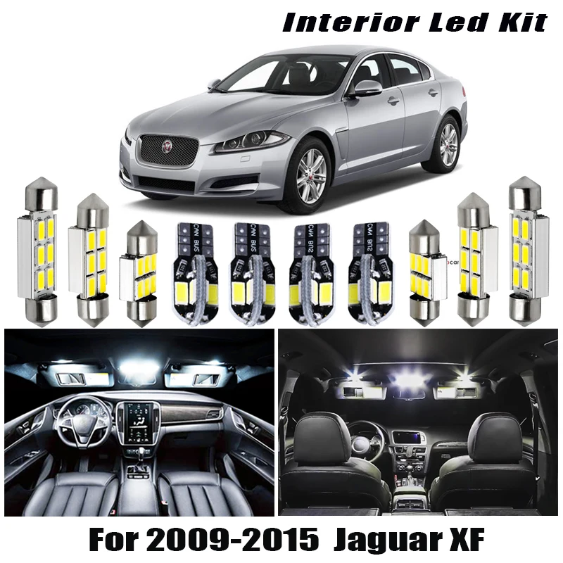 

13pcs White Canbus LED Light Bulbs Interior Package Kit For 2009 2010 2011-2015 Jaguar XF Map Dome Trunk License Plate Lamp