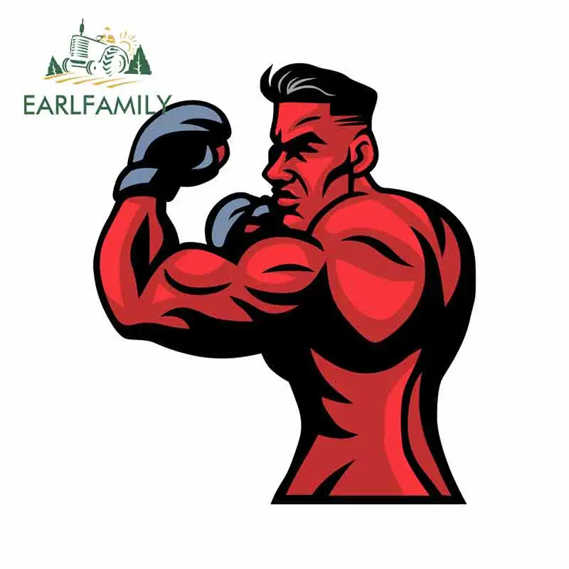 Наклейка для автомобиля EARLFAMILY 13см x 11,3см с изображением маскота бойца MMA, креативной графикой и карикатурным оформлением для оригинального декора в стиле личности.