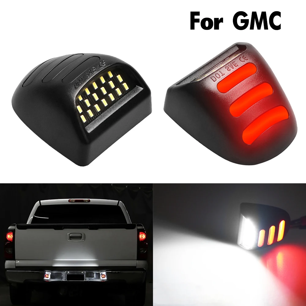 

2Pcs Red White 18 LED Car Number License Plate Lights Lamp For GMC Yukon XL Sierra 1500 2500 3500 Auto Tail Illumination Luces