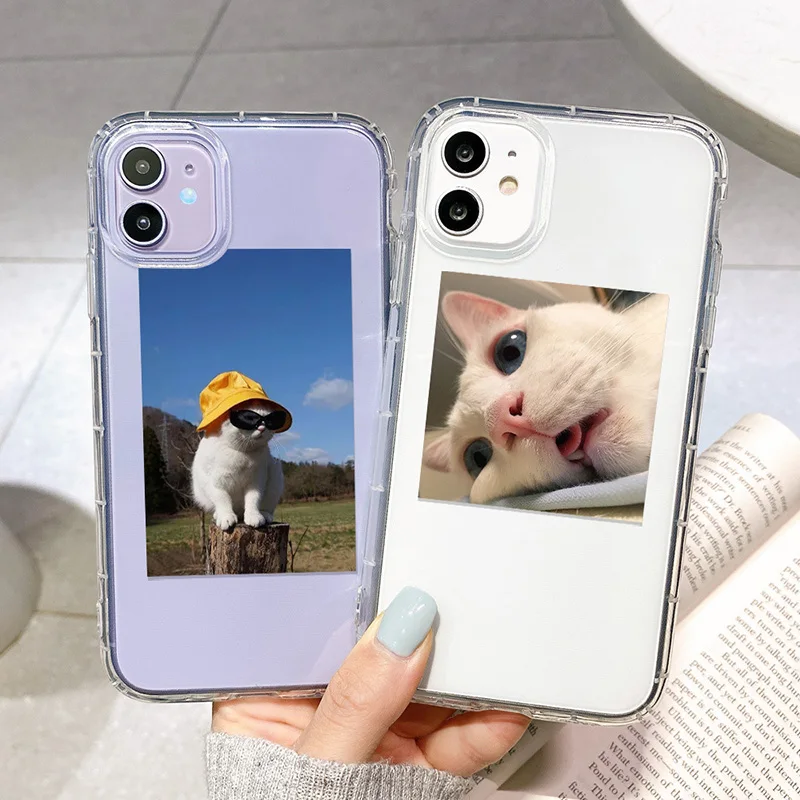 Cute Cartoon Cat Phone Case For iPhone 11 12 Pro Max 7 8 Plus X XR XS Max Transparent Shockproof Back Cover