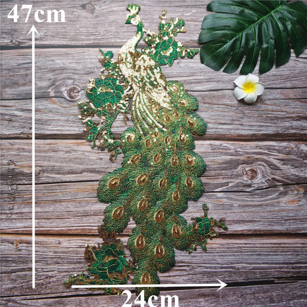 Зеленые пайетки перо павлиний Павлин нашивки для пришивания утюгом вышитые