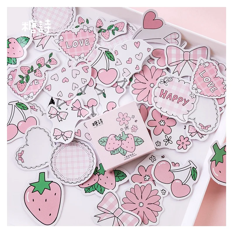 

45 шт./компл. декоративные фотонаклейки розового вишневого цвета с клубничкой