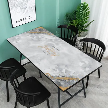 

New Arrive Rectangular Marblr Tablecloth Nordic Table Mat Waterproof And Oil-proof Tea Table Mat Crystal Soft Board