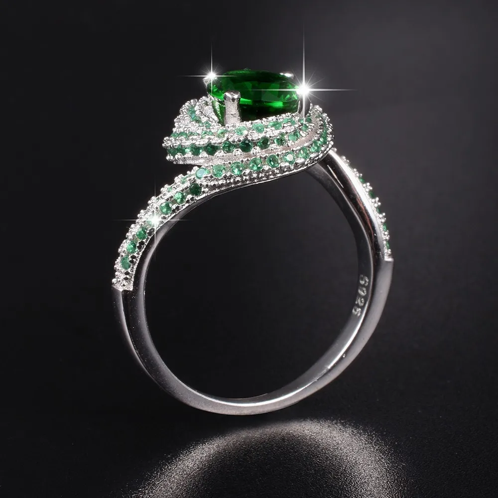 

Promotion!!! Real Solid 100% 925 Sterling Silver Wedding Rings Jewelry for Women natural green gemstone Engagement Ring sz 5-10