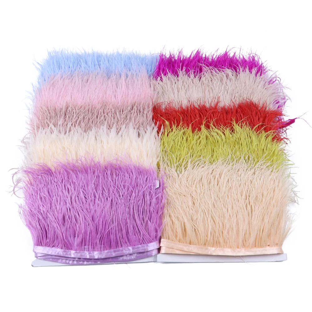 

31Color Real Ostrich Feather Trim Fringe 6-8CM Party Decoration Dress Clothing Sewing Accessory Plumes Crafts 10Meter Wholesale