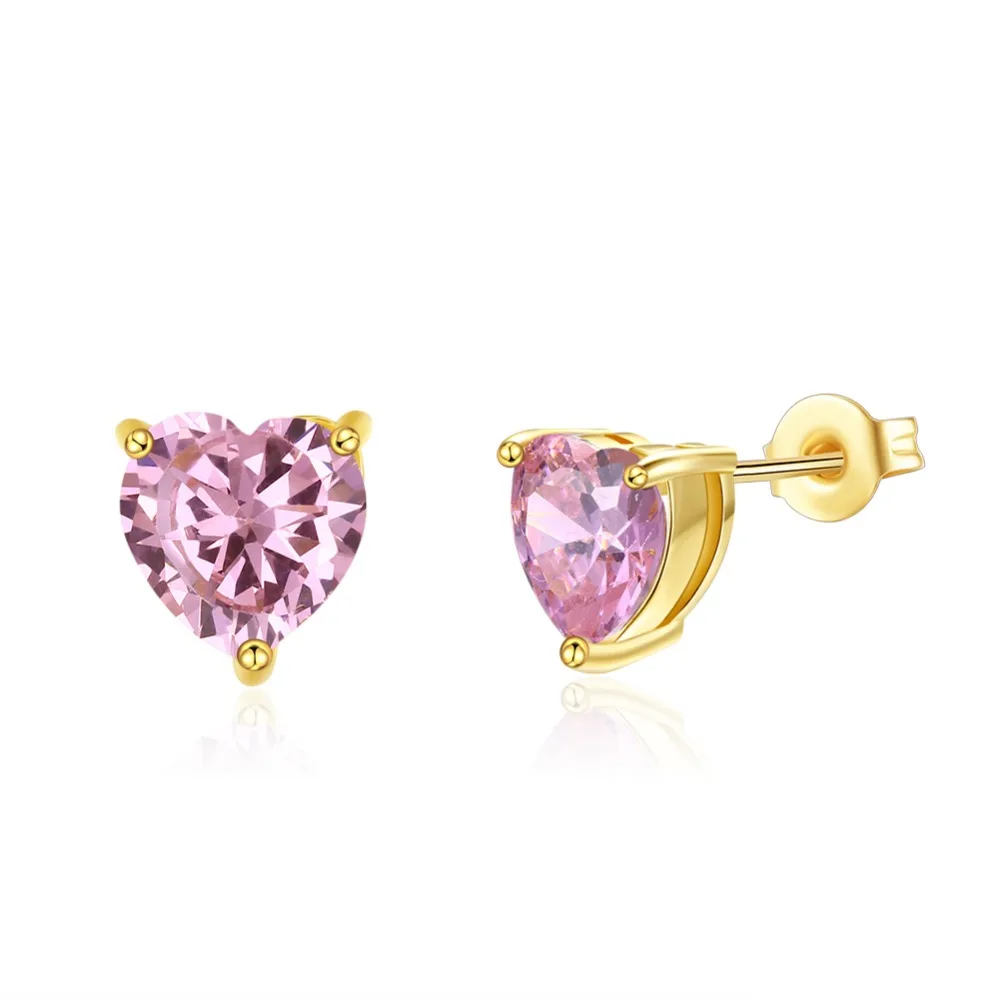 

TE326 Fashion Simple Gold Plated Heart Zirconia stone Earring For women Elegant