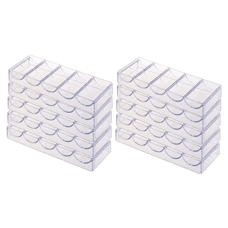 

10 шт., профессиональные акриловые фишки для покера, 100 лотков (без крышки)