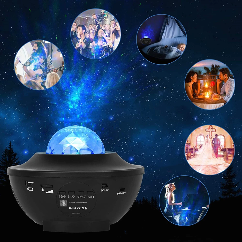 Цветной Галактический проектор звездного неба ночной USB Bluetooth музыкальный плеер