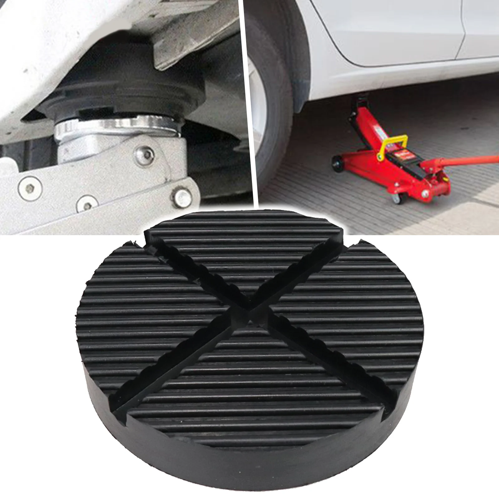 

Floor Slotted Car Rubber Jack Pad Frame Protector Guard Adapter Jacking Disk Pad Tool for Pinch Weld Side Lifting Disk 12.5cm
