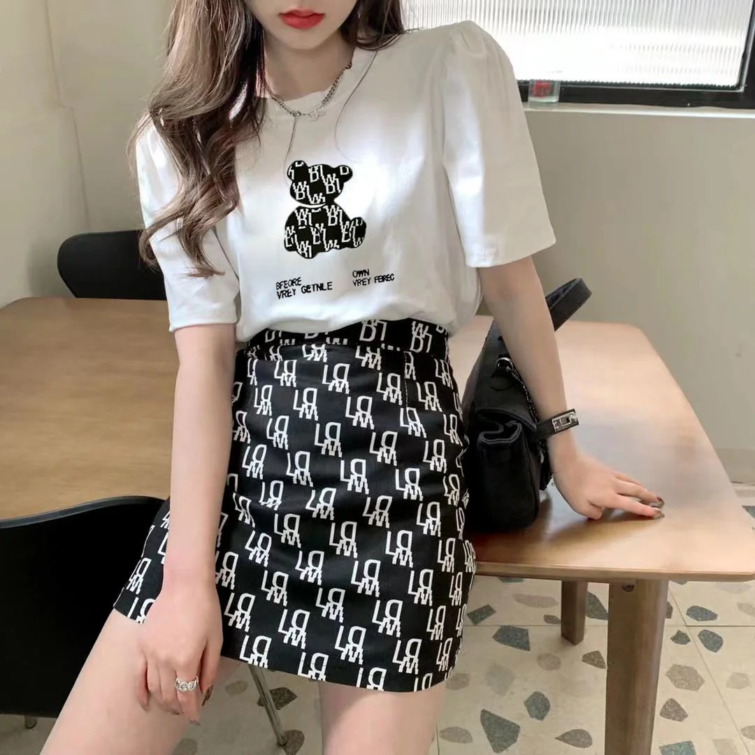 

Женская юбка с завышенной талией, Короткая Повседневная Милая трапециевидная юбка, школьная форма в японском стиле, мини-юбки с буквенным п...