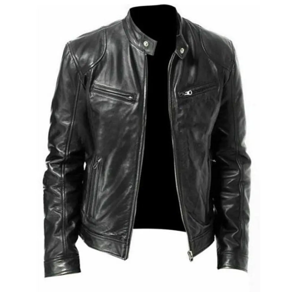 

Men leather jacket 2021 new arrival spring and autumn slim zipper male motorcycle split leather jacket teenager boy