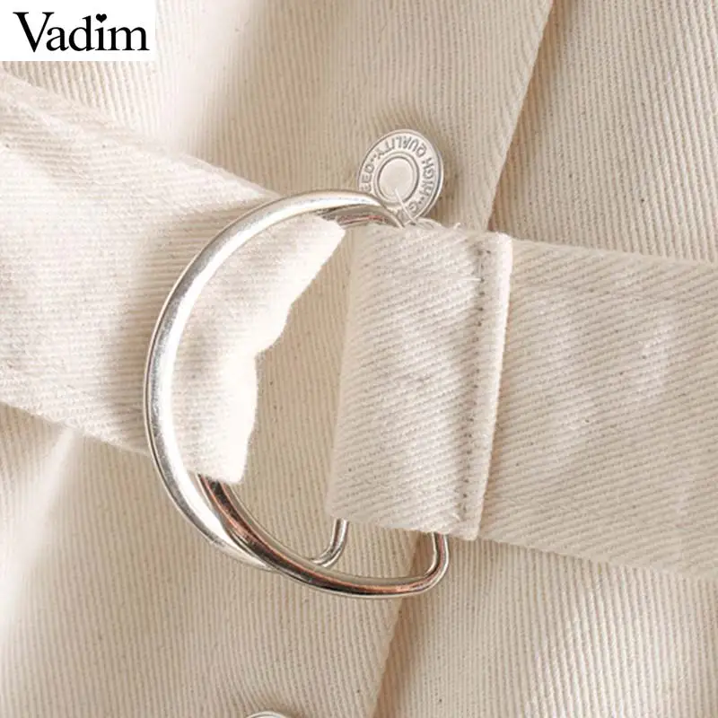 Vadim women stylish beige jacket belt design single breasted long sleeve coat female casual outwear tops mujer CA567 | Женская одежда