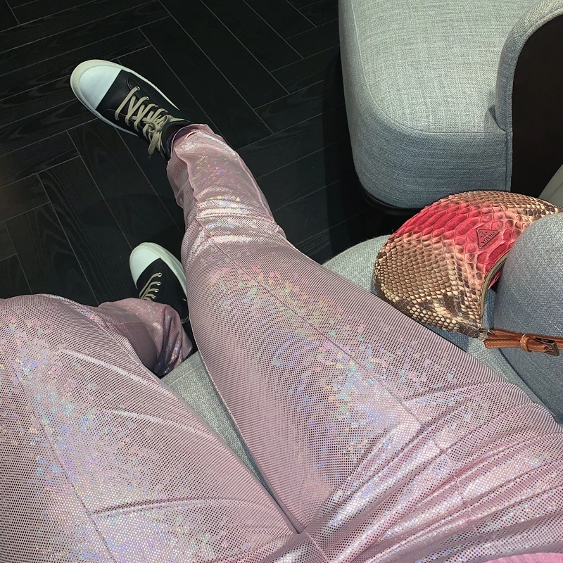 

Sequin Casual Straight Trousers 3 Colors Kylie With Y2k Elastic Waist Super Flash Polka Dot