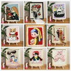 Набор для вышивки сделай сам, Волшебная игла с рамкой, с рисунком, для вышивки крестиком, ручная работа, вязание, с мультяшным котом