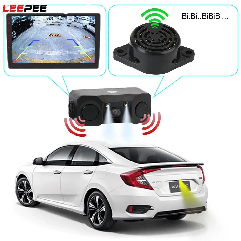 

Автомобильная мини-сигнализация, водонепроницаемая, камера заднего вида, ночное видение, универсальная, 3 в 1, радар-датчик заднего хода, дет...