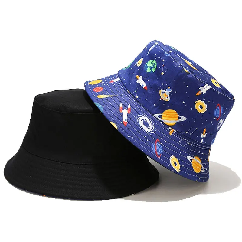 

Панама с мультяшным принтом для мужчин и женщин, шляпа рыбака, космическая планета, ракета, головной убор с принтом, солнцезащитная Кепка дл...