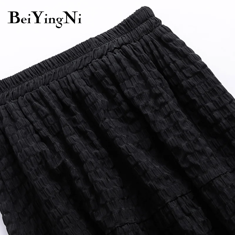 

Beiyingni 2021 Midi Skirts for Womens Pleated Casual White Black Skirt Vintage Leisure Plain Summer Lining Faldas Jupe Femme
