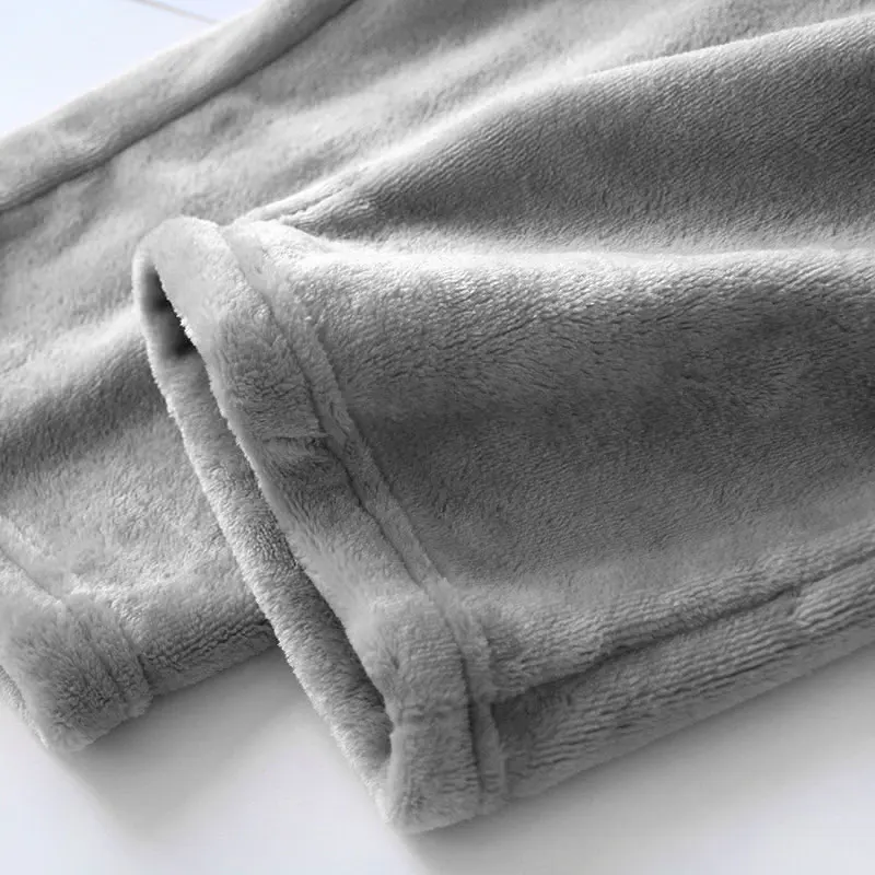 New Sleep Bottom Women Winter Solid/Dots Print Pajama Pants Flannel Casual Soft Warm Daily Homewear Plus Velvet Couples