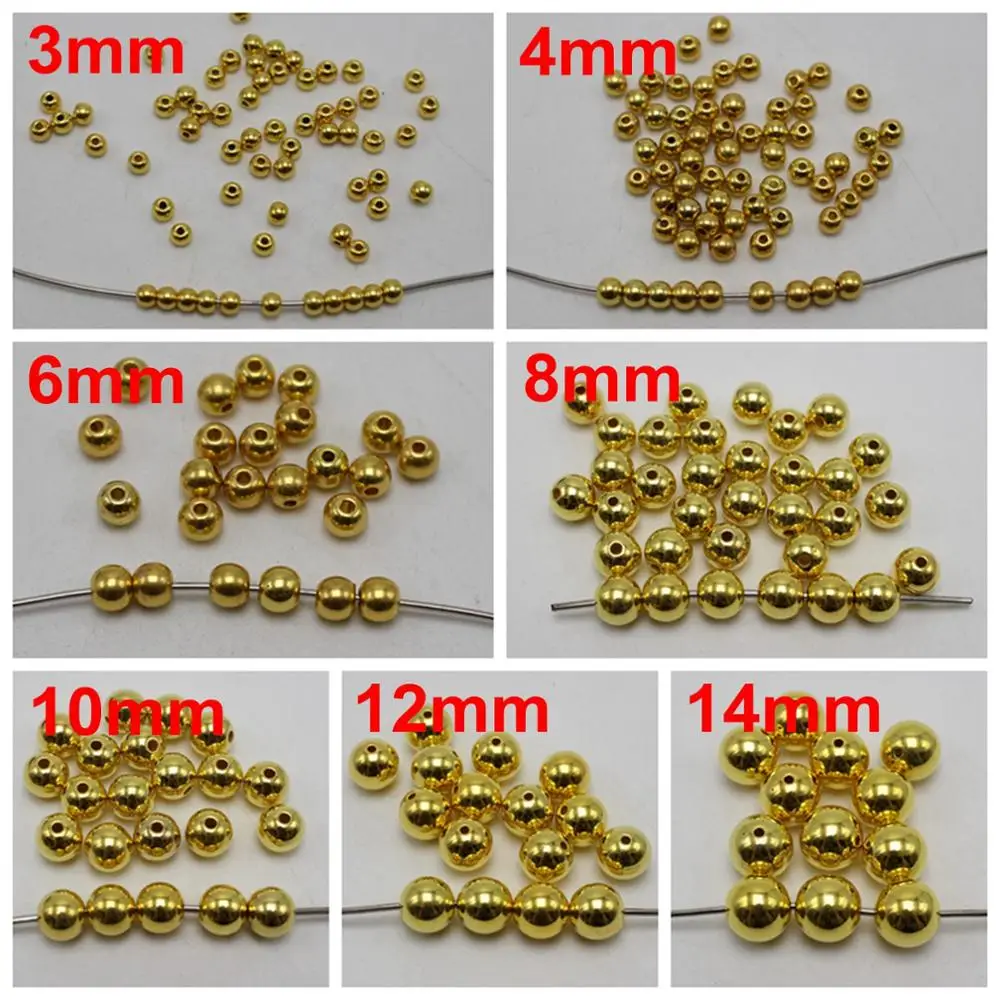 

Golden Metallic Acrylic Smooth Round Beads 3mm 4mm 6mm 8mm 10mm 12mm 14mm